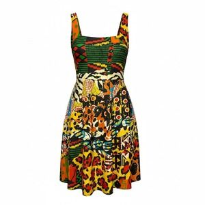 NWT Averie Harlow Artsy Eclectic Midi Dress Women Size L Retro Mod Fit And Flare